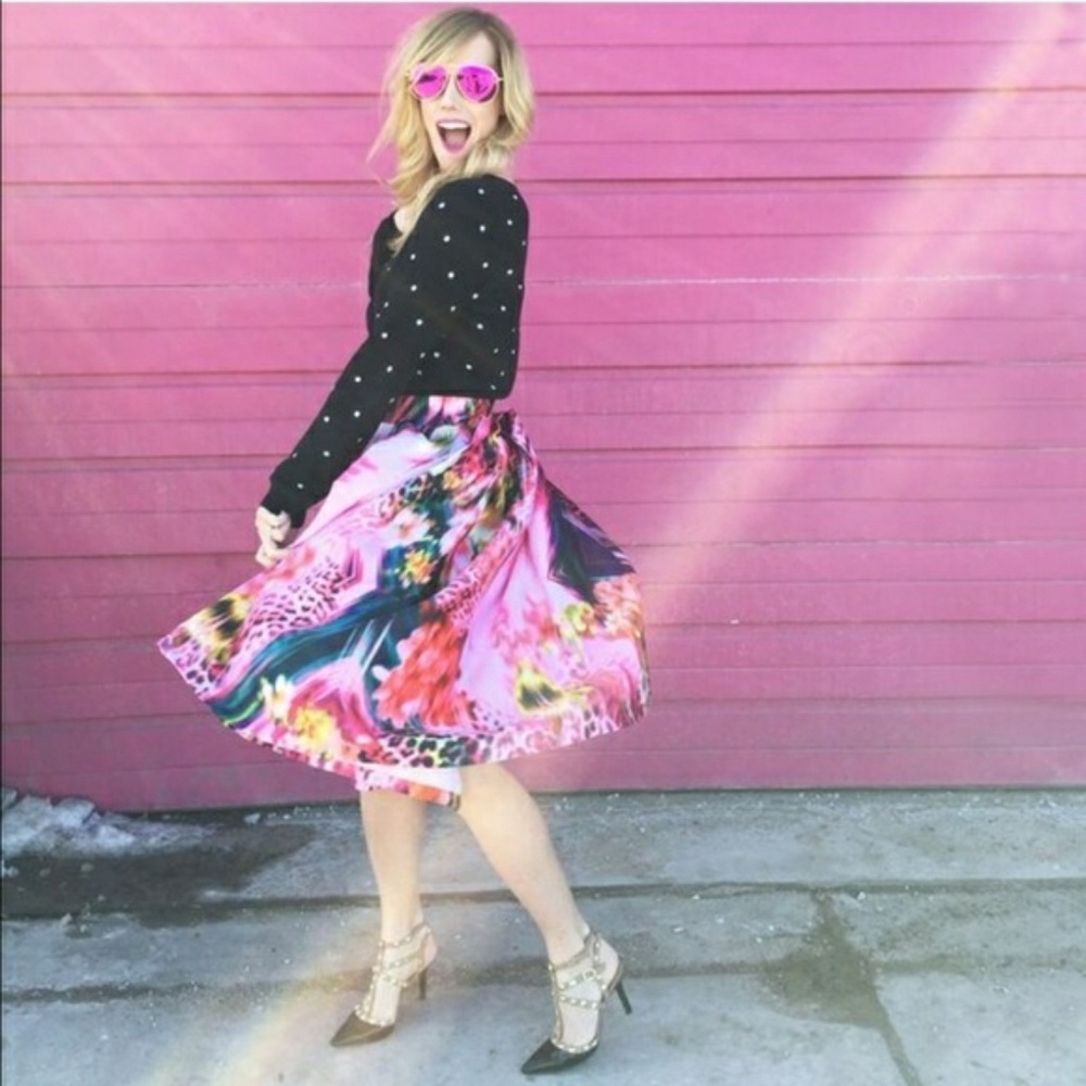 Bold Leopard Garden Midi Skirt